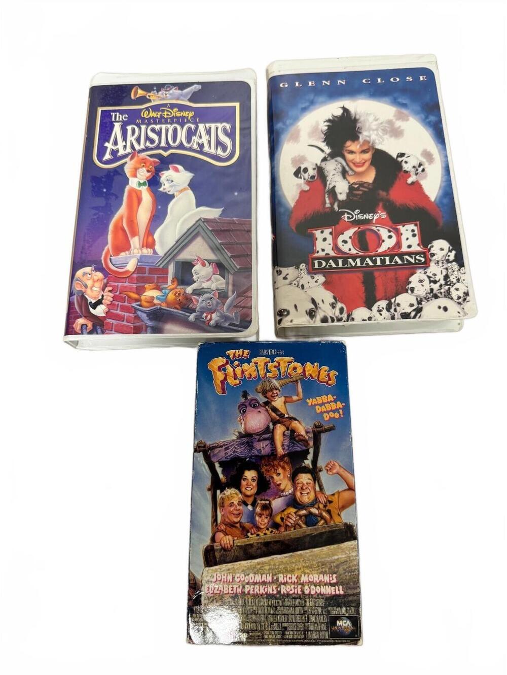 Disney Aristocats 101 Dalmatians Flintstones VHS Lot of 3